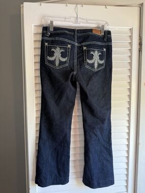 Do Denim NY dark Bootcut jeans womens size 1 embellished embroidered denim Y2K